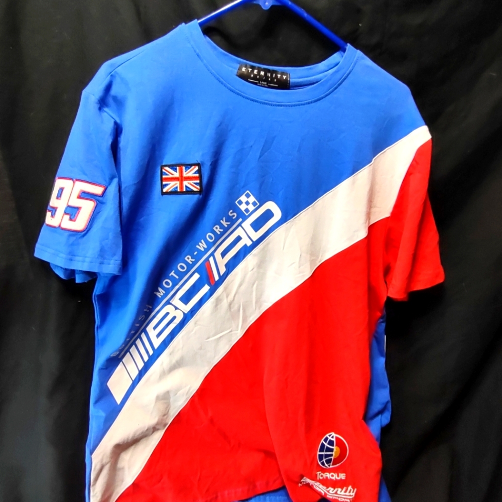 ETERNITY BC/AD MEN'S 100%AUTHENTIC LARGE T-SHIRT ENGLAND  RACING SPORT NWT